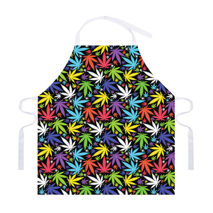 Colorful Weed Leaf Pattern Print Adjustable Apron