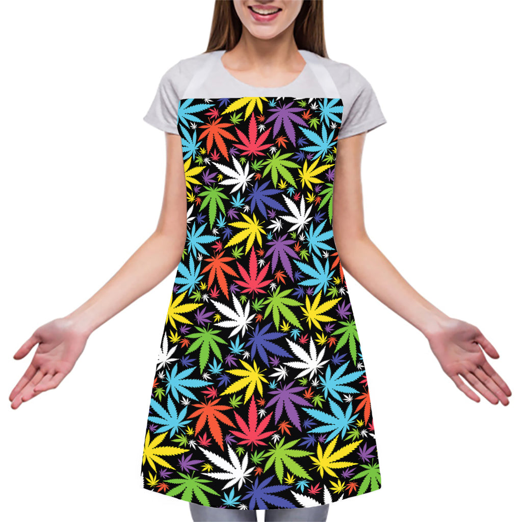 Colorful Weed Leaf Pattern Print Adjustable Apron