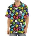 Colorful Weed Leaf Pattern Print Aloha Shirt