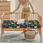 Colorful Weed Leaf Pattern Print Baby Crib Sheet