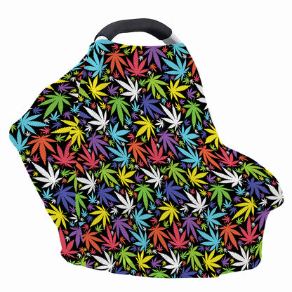 Colorful Weed Leaf Pattern Print Baby Seat Cover