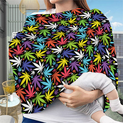 Colorful Weed Leaf Pattern Print Baby Seat Cover