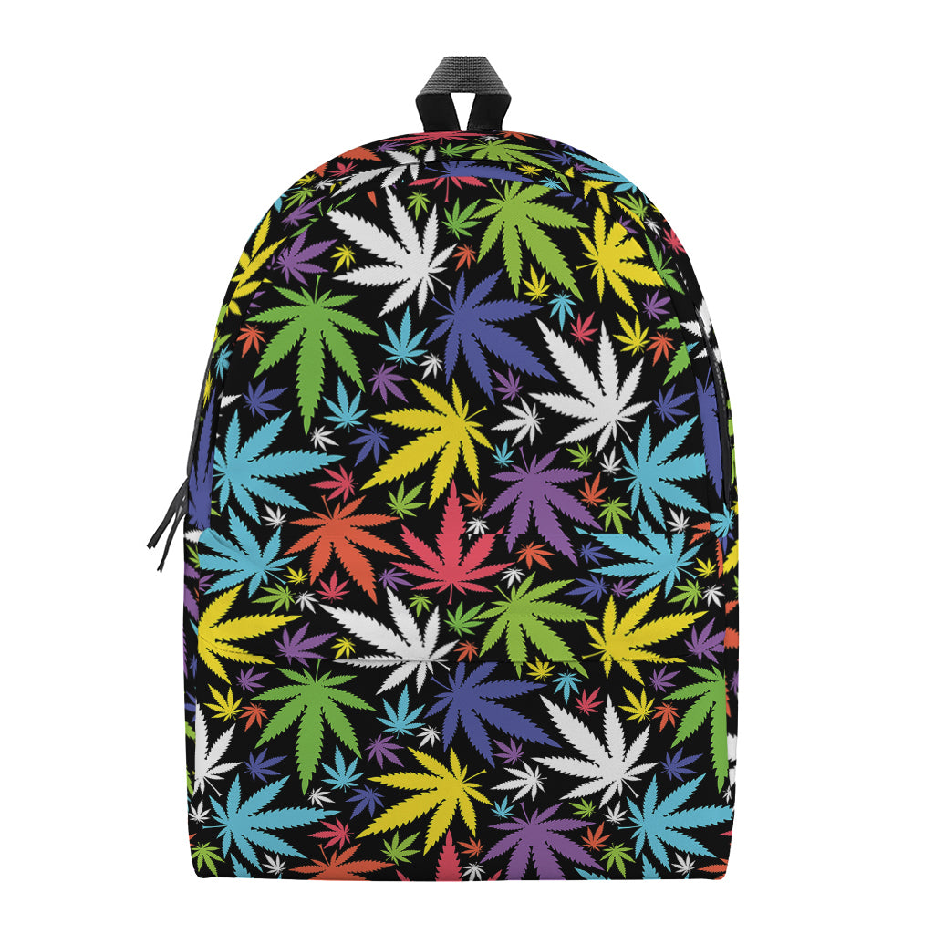 Colorful Weed Leaf Pattern Print Backpack