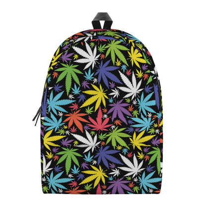 Colorful Weed Leaf Pattern Print Backpack