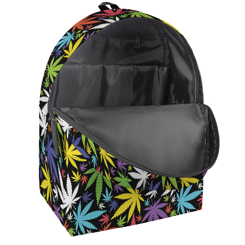 Colorful Weed Leaf Pattern Print Backpack