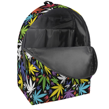 Colorful Weed Leaf Pattern Print Backpack