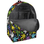 Colorful Weed Leaf Pattern Print Backpack