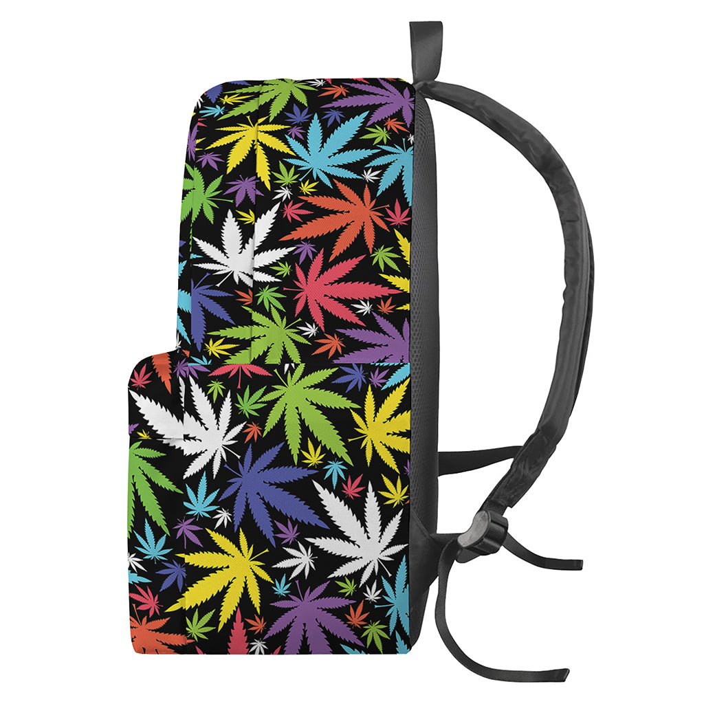 Colorful Weed Leaf Pattern Print Backpack