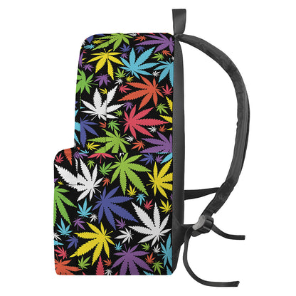 Colorful Weed Leaf Pattern Print Backpack