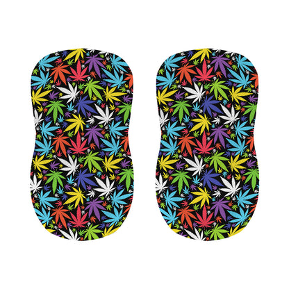 Colorful Weed Leaf Pattern Print Bar Stool Covers