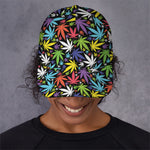 Colorful Weed Leaf Pattern Print Baseball Cap