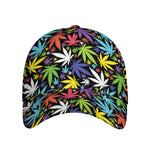 Colorful Weed Leaf Pattern Print Baseball Cap