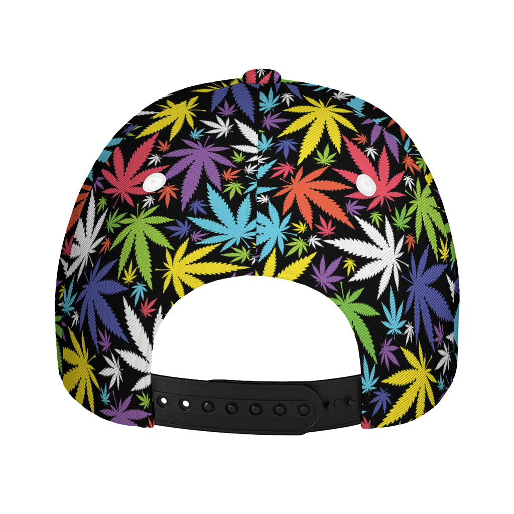 Colorful Weed Leaf Pattern Print Baseball Cap