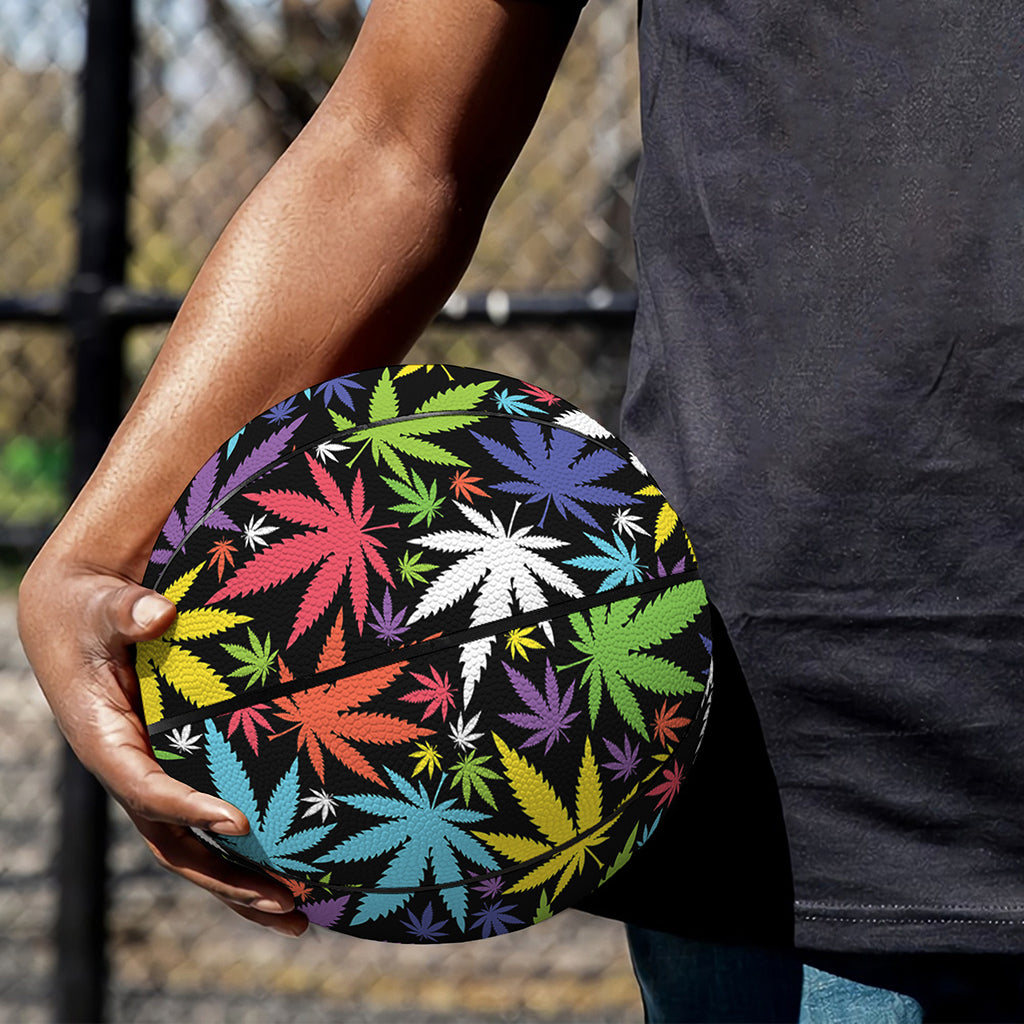 Colorful Weed Leaf Pattern Print Basketball