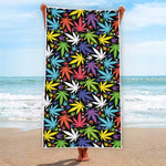 Colorful Weed Leaf Pattern Print Beach Towel