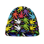Colorful Weed Leaf Pattern Print Beanie