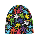 Colorful Weed Leaf Pattern Print Beanie