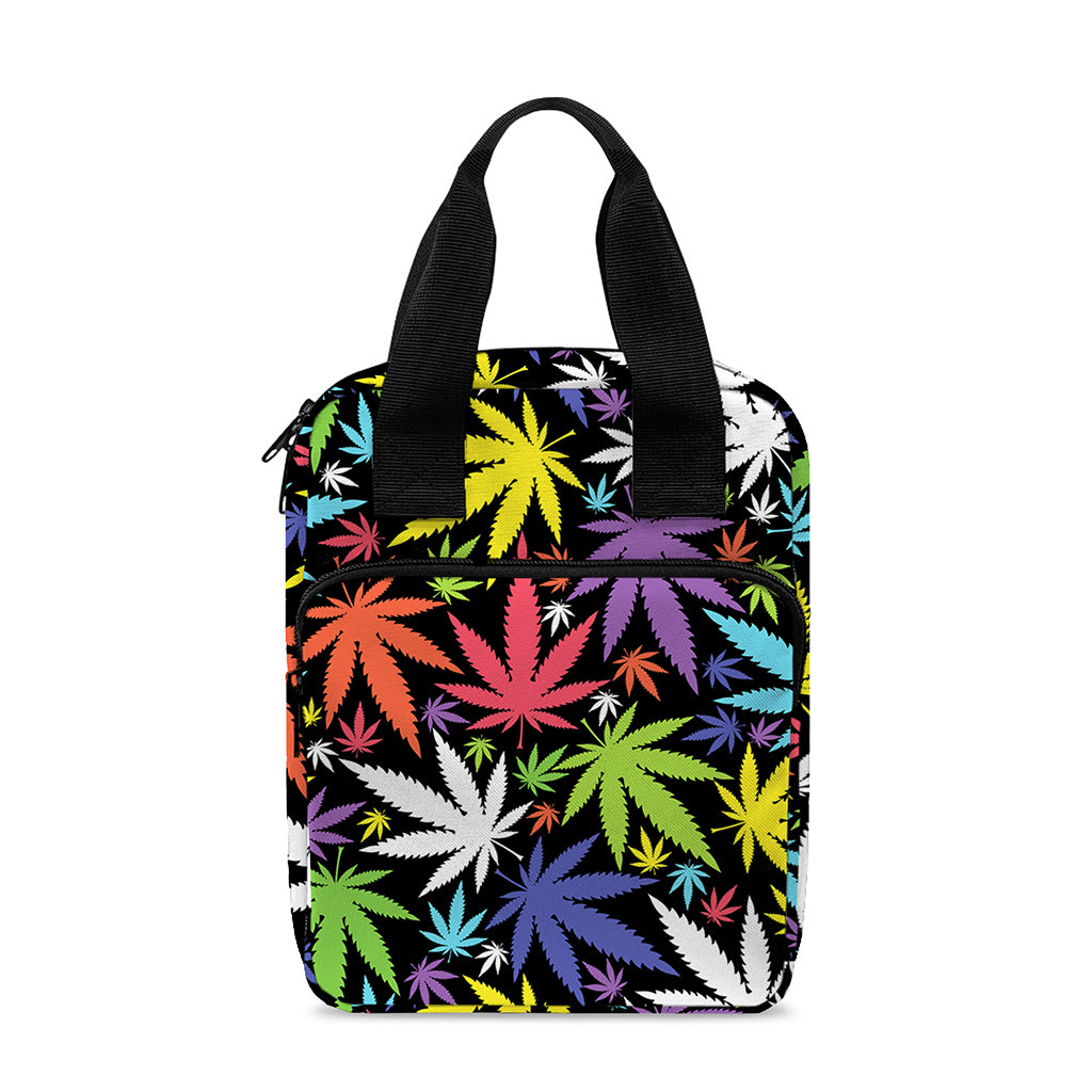 Colorful Weed Leaf Pattern Print Bible Tote Bag