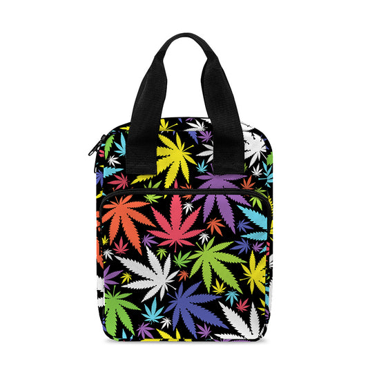 Colorful Weed Leaf Pattern Print Bible Tote Bag