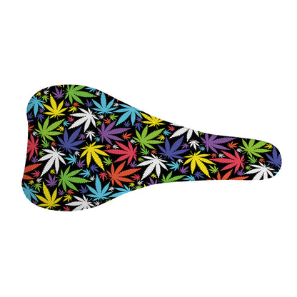 Colorful Weed Leaf Pattern Print Bicycle Seat Cover