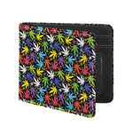 Colorful Weed Leaf Pattern Print Bifold Wallet