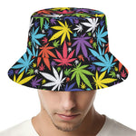 Colorful Weed Leaf Pattern Print Bucket Hat