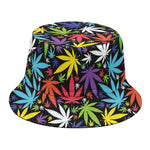 Colorful Weed Leaf Pattern Print Bucket Hat
