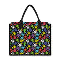 Colorful Weed Leaf Pattern Print Canvas Tote Bag
