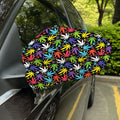 Colorful Weed Leaf Pattern Print Car Side Mirror Covers