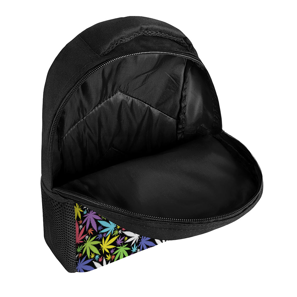 Colorful Weed Leaf Pattern Print Casual Backpack