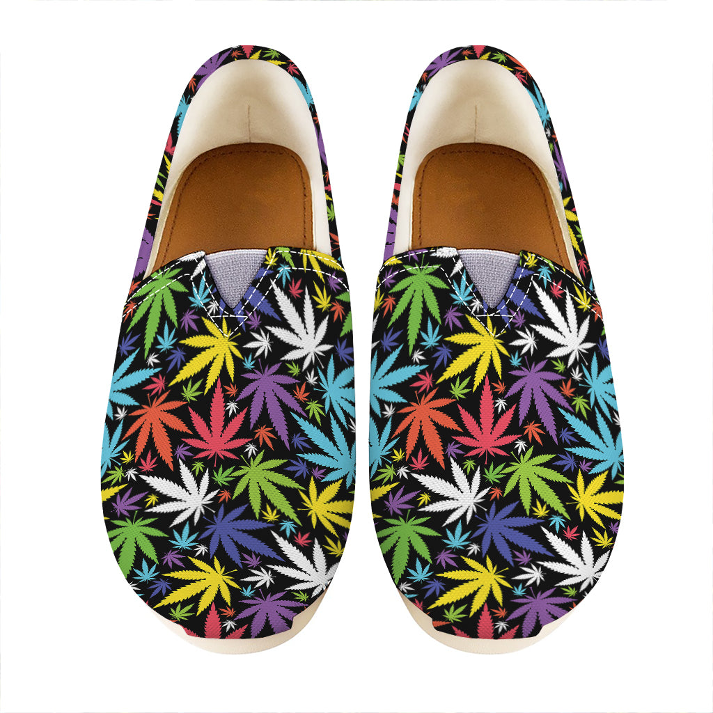 Colorful Weed Leaf Pattern Print Casual Shoes