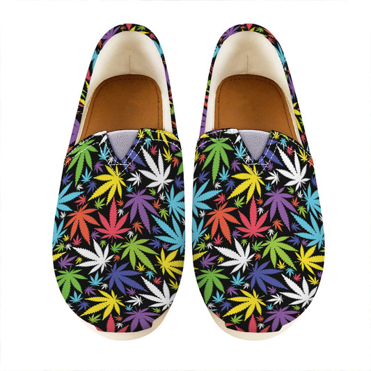 Colorful Weed Leaf Pattern Print Casual Shoes
