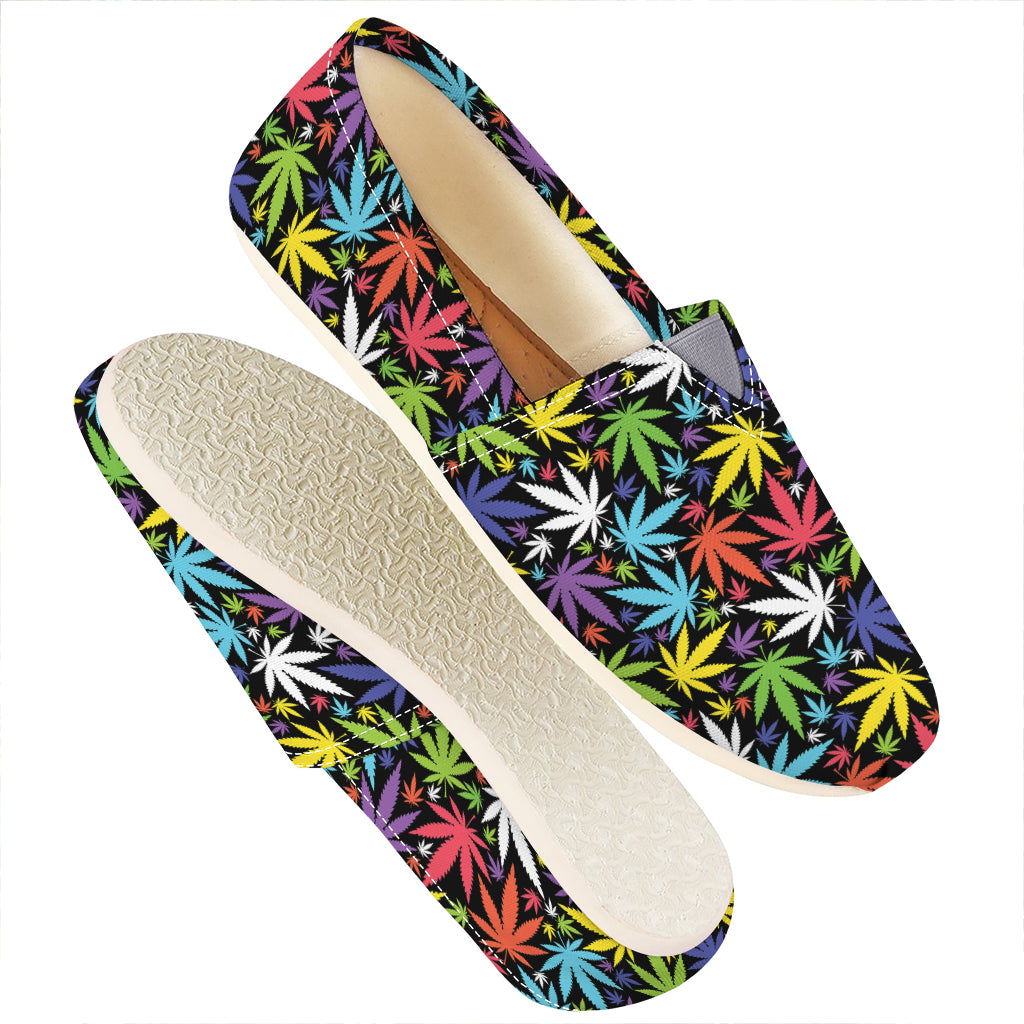 Colorful Weed Leaf Pattern Print Casual Shoes