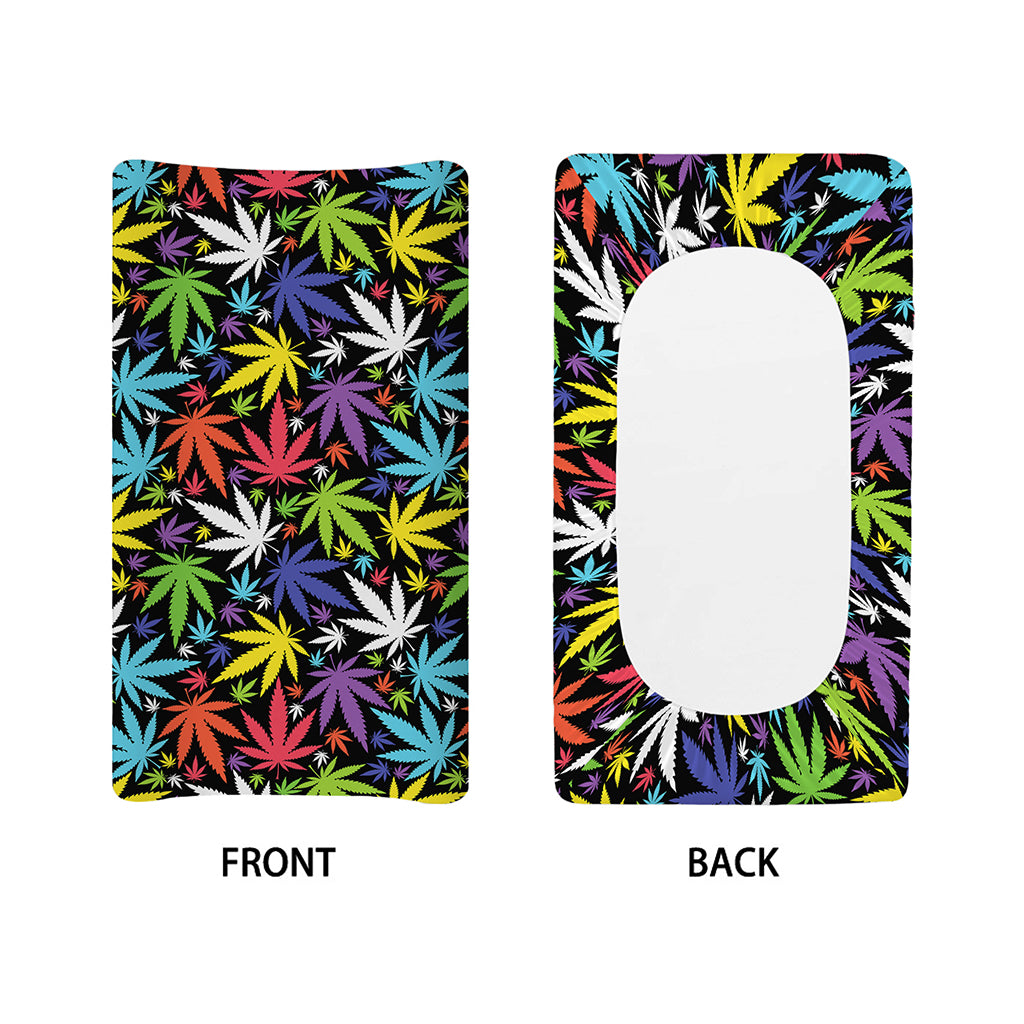 Colorful Weed Leaf Pattern Print Changing Pad Cover