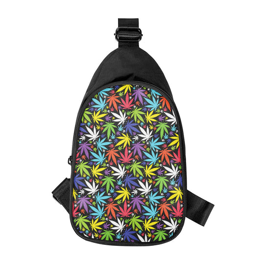 Colorful Weed Leaf Pattern Print Chest Bag