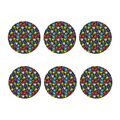 Colorful Weed Leaf Pattern Print Coaster Set