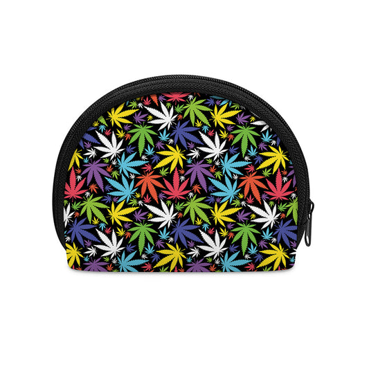 Colorful Weed Leaf Pattern Print Coin Purse