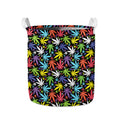 Colorful Weed Leaf Pattern Print Collapsible Laundry Basket