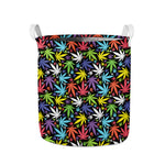Colorful Weed Leaf Pattern Print Collapsible Laundry Basket