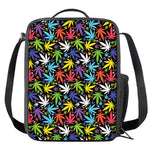 Colorful Weed Leaf Pattern Print Crossbody Lunch Bag