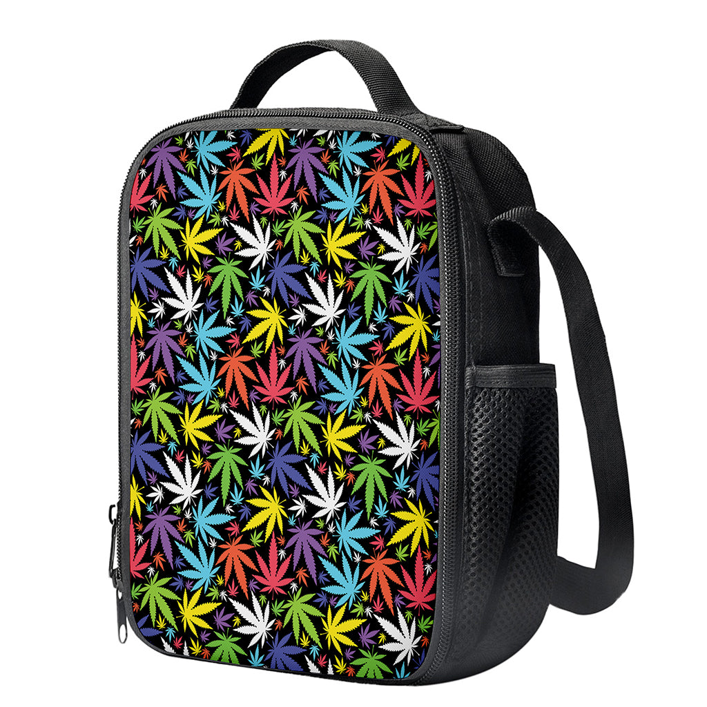 Colorful Weed Leaf Pattern Print Crossbody Lunch Bag