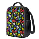 Colorful Weed Leaf Pattern Print Crossbody Lunch Bag