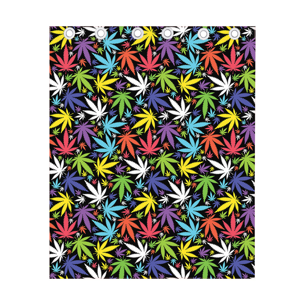 Colorful Weed Leaf Pattern Print Curtain