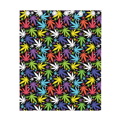 Colorful Weed Leaf Pattern Print Curtain