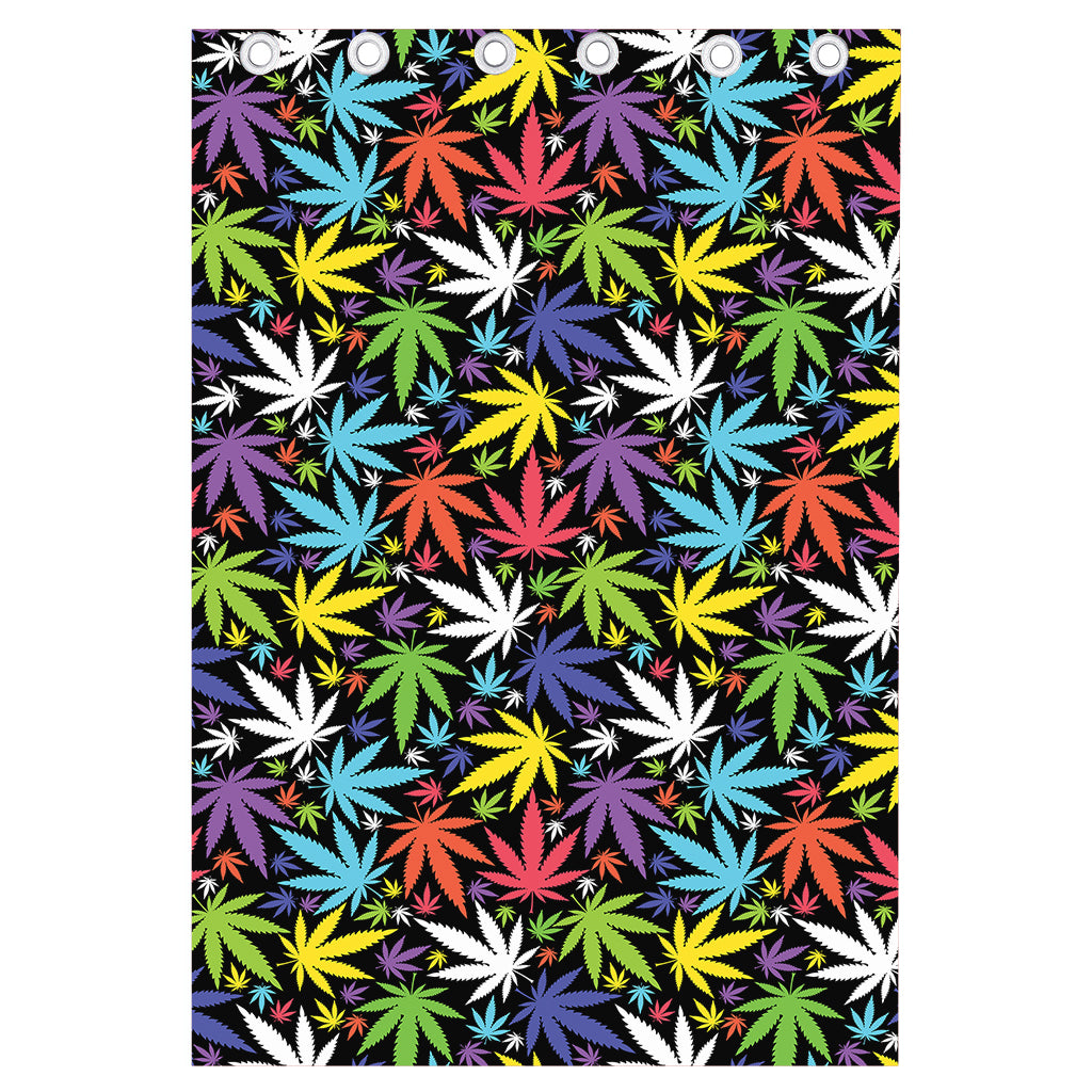 Colorful Weed Leaf Pattern Print Curtain