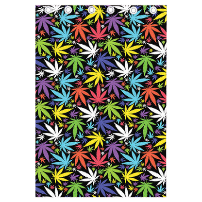 Colorful Weed Leaf Pattern Print Curtain