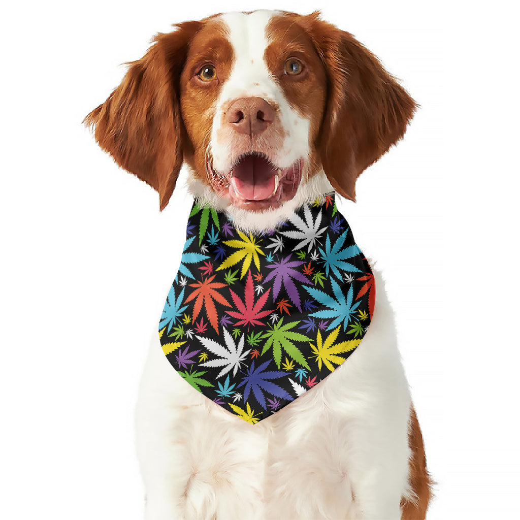 Colorful Weed Leaf Pattern Print Dog Bandana