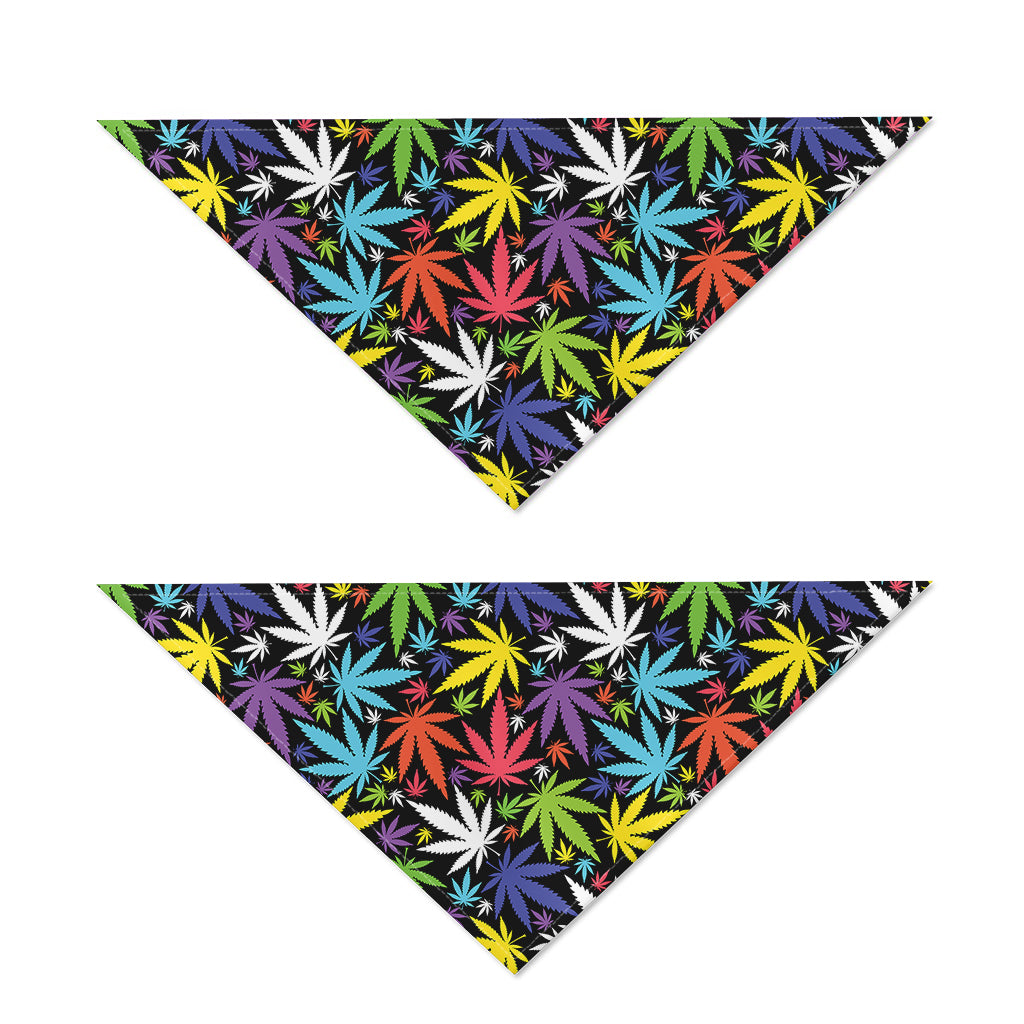 Colorful Weed Leaf Pattern Print Dog Bandana