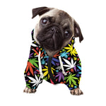 Colorful Weed Leaf Pattern Print Dog Zip Up Hoodie