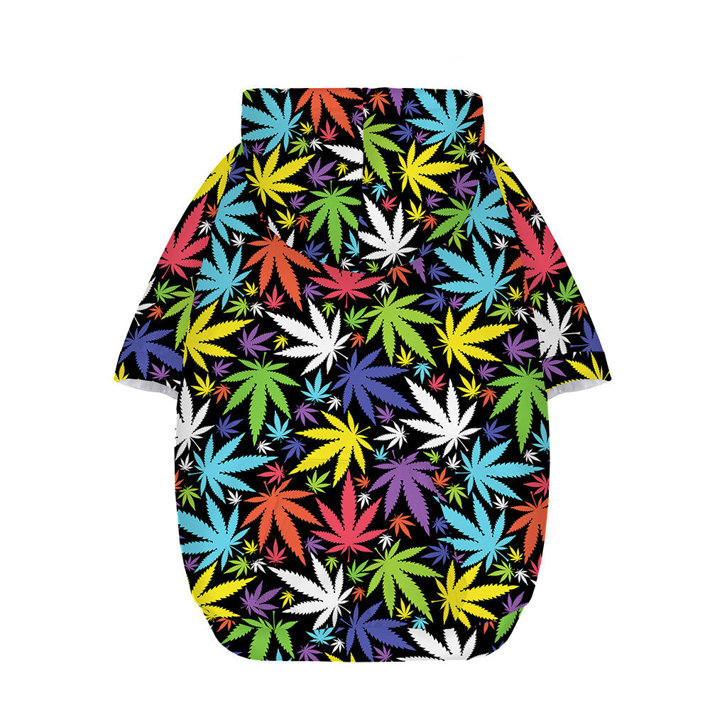 Colorful Weed Leaf Pattern Print Dog Zip Up Hoodie